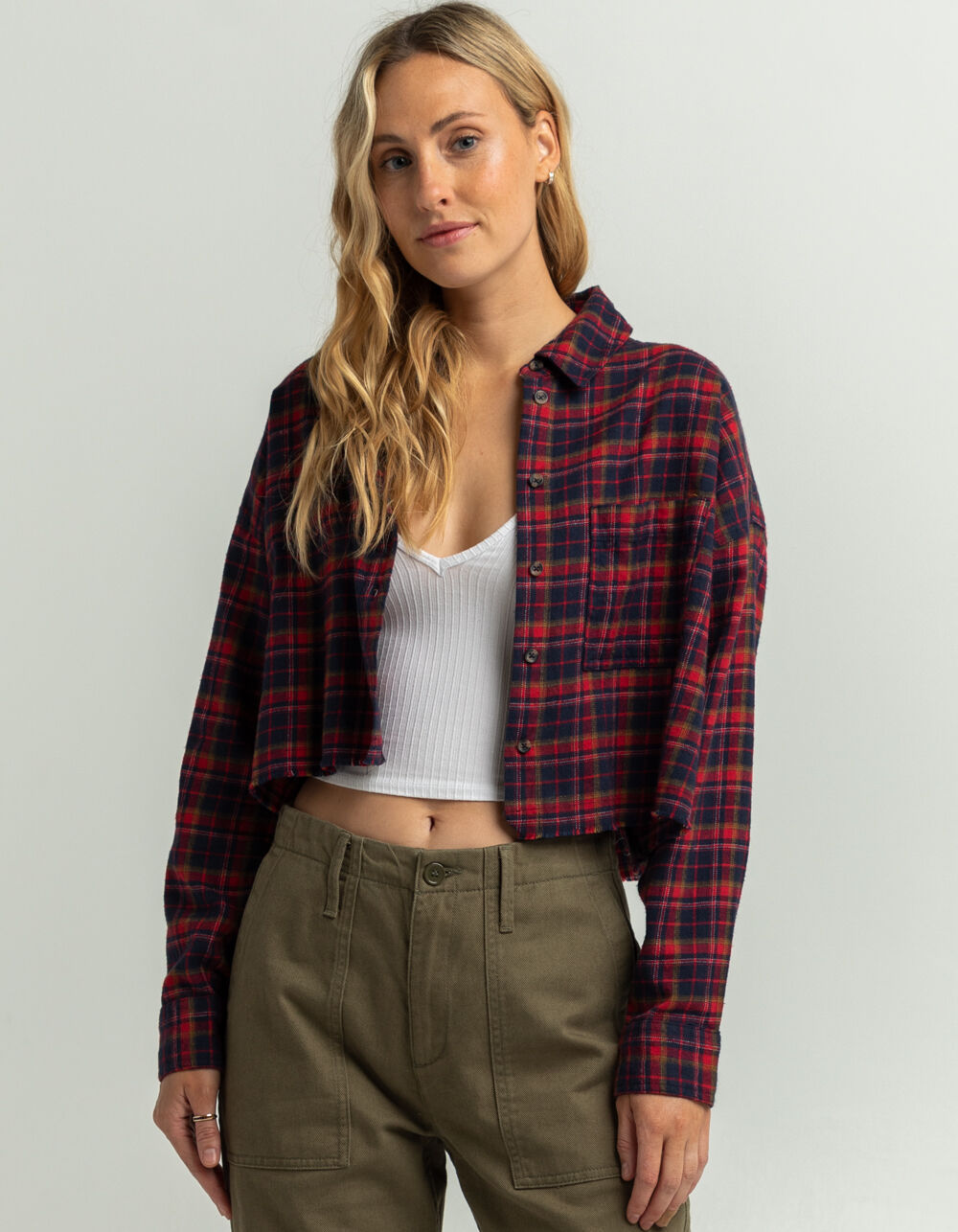BDG Urban Outfitters Brendan Womens Cropped Flannel - PLAID | Tillys