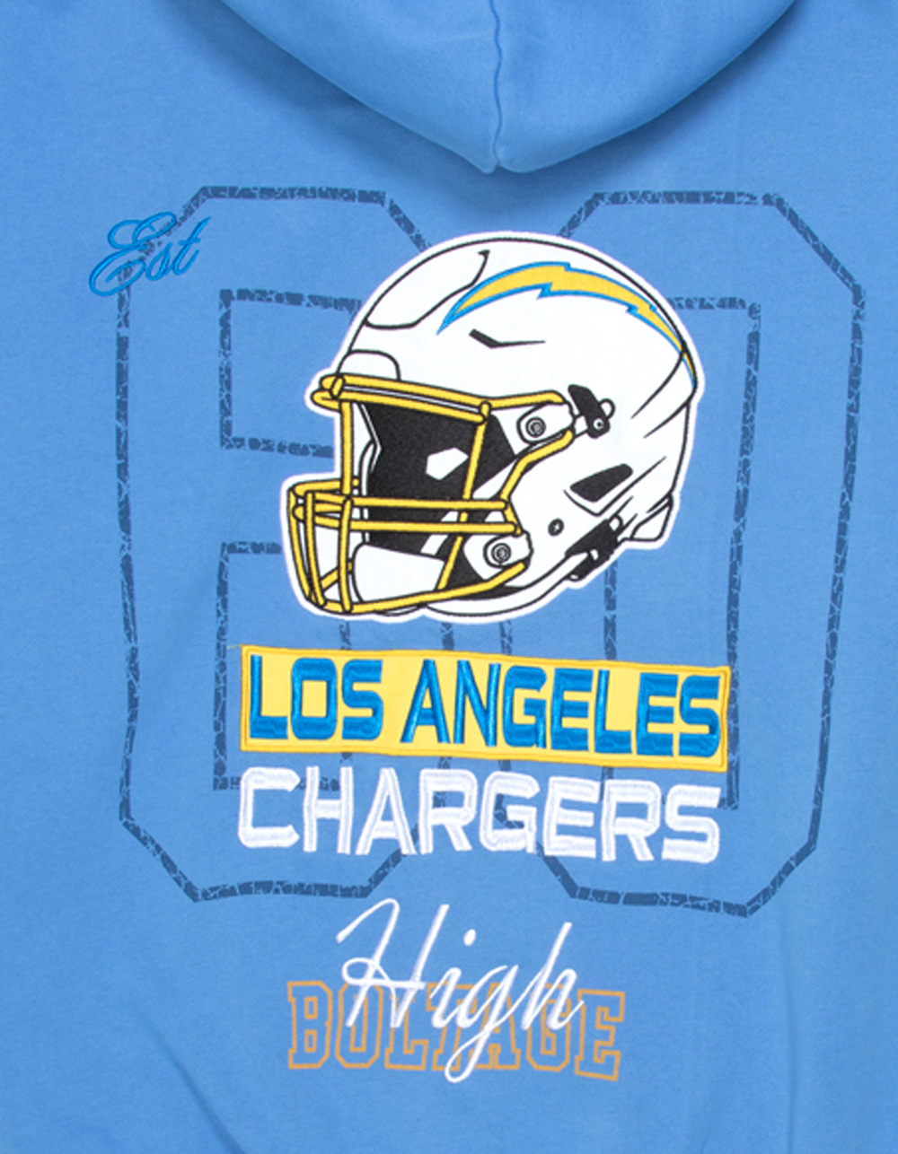 THE WILD COLLECTIVE Los Angeles Chargers Mens Zip-Up Hoodie - BLUE