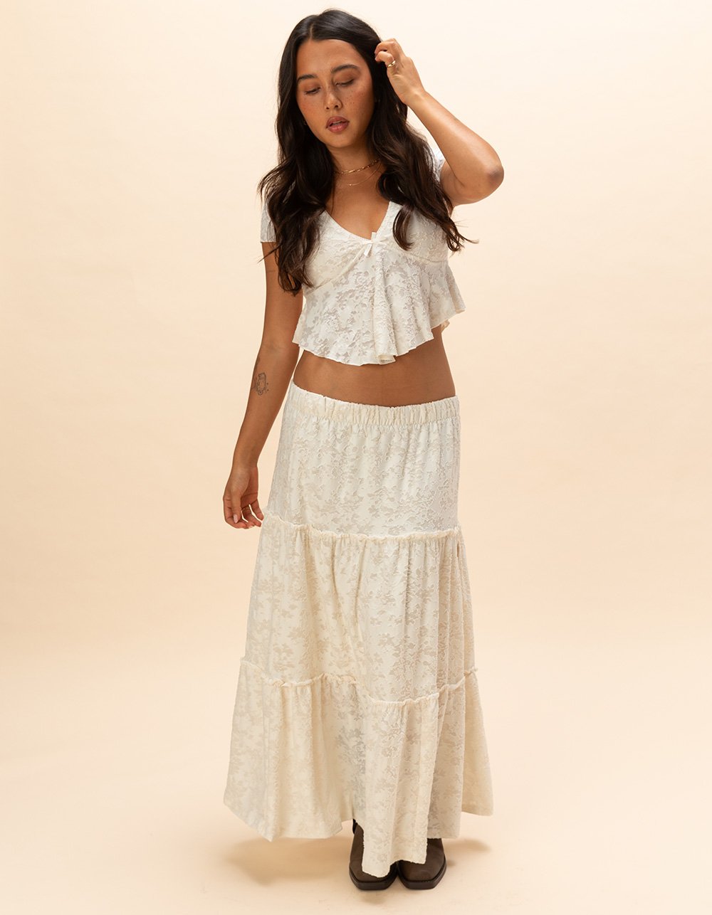 NECTAR CLOTHING Womens Maxi Skirt - CREAM