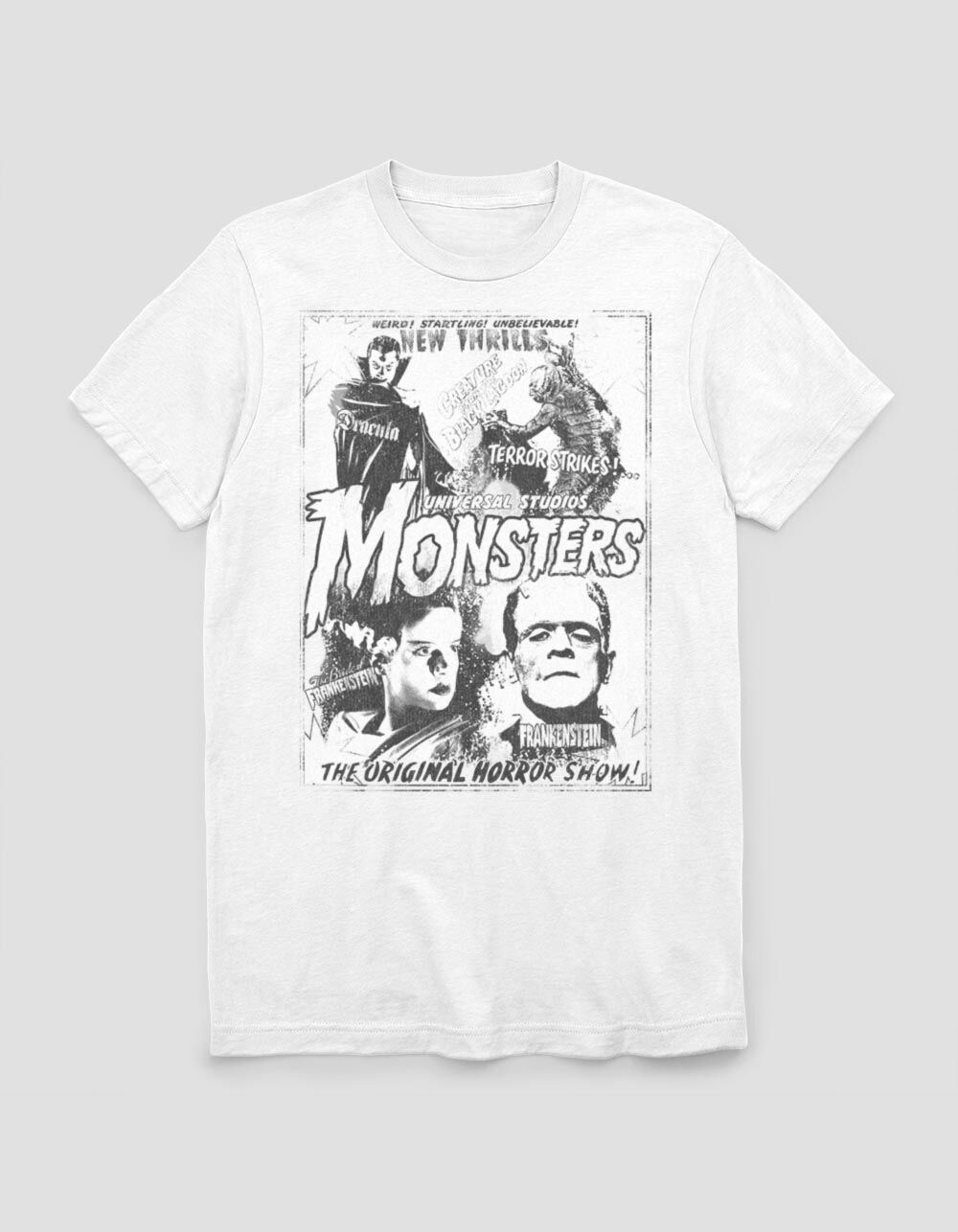 UNIVERSAL MONSTERS Vintage Horror Unisex Tee - WHITE