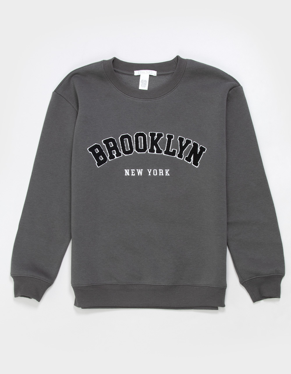 FULL TILT Brooklyn Chenille Girls Crewneck Sweatshirt - CHARCOAL