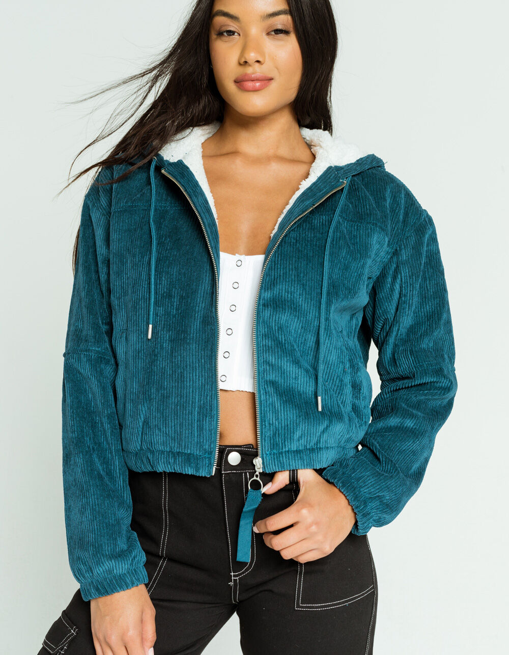 ASHLEY Sherpa Lined Corduroy Womens Jacket - BLUE | Tillys