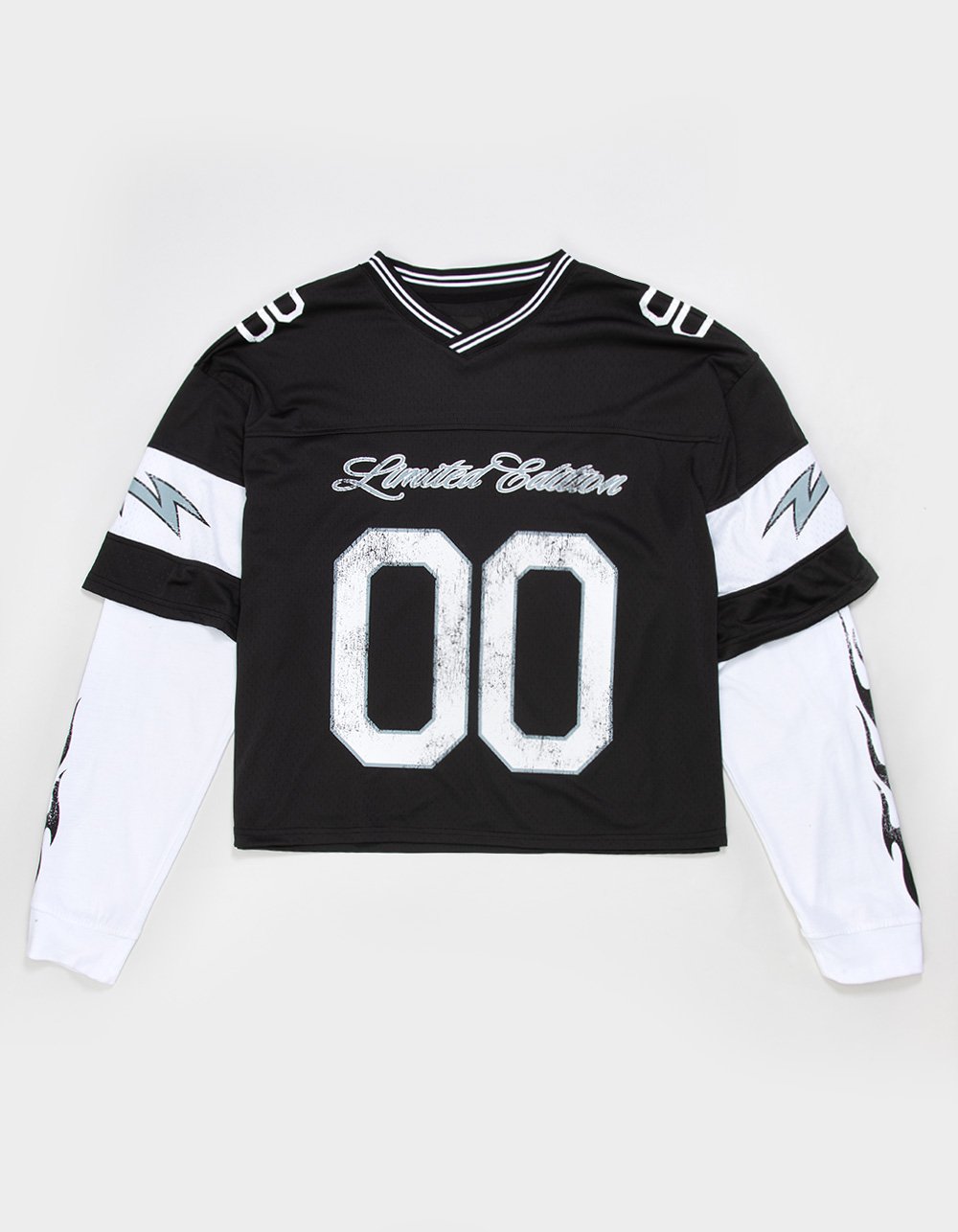 RSQ Mens Mesh Long Sleeve 2fer Jersey - BLACK