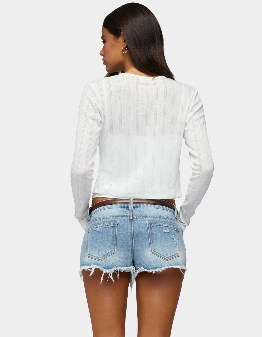EDIKTED Adie Pointelle Cardigan - WHITE