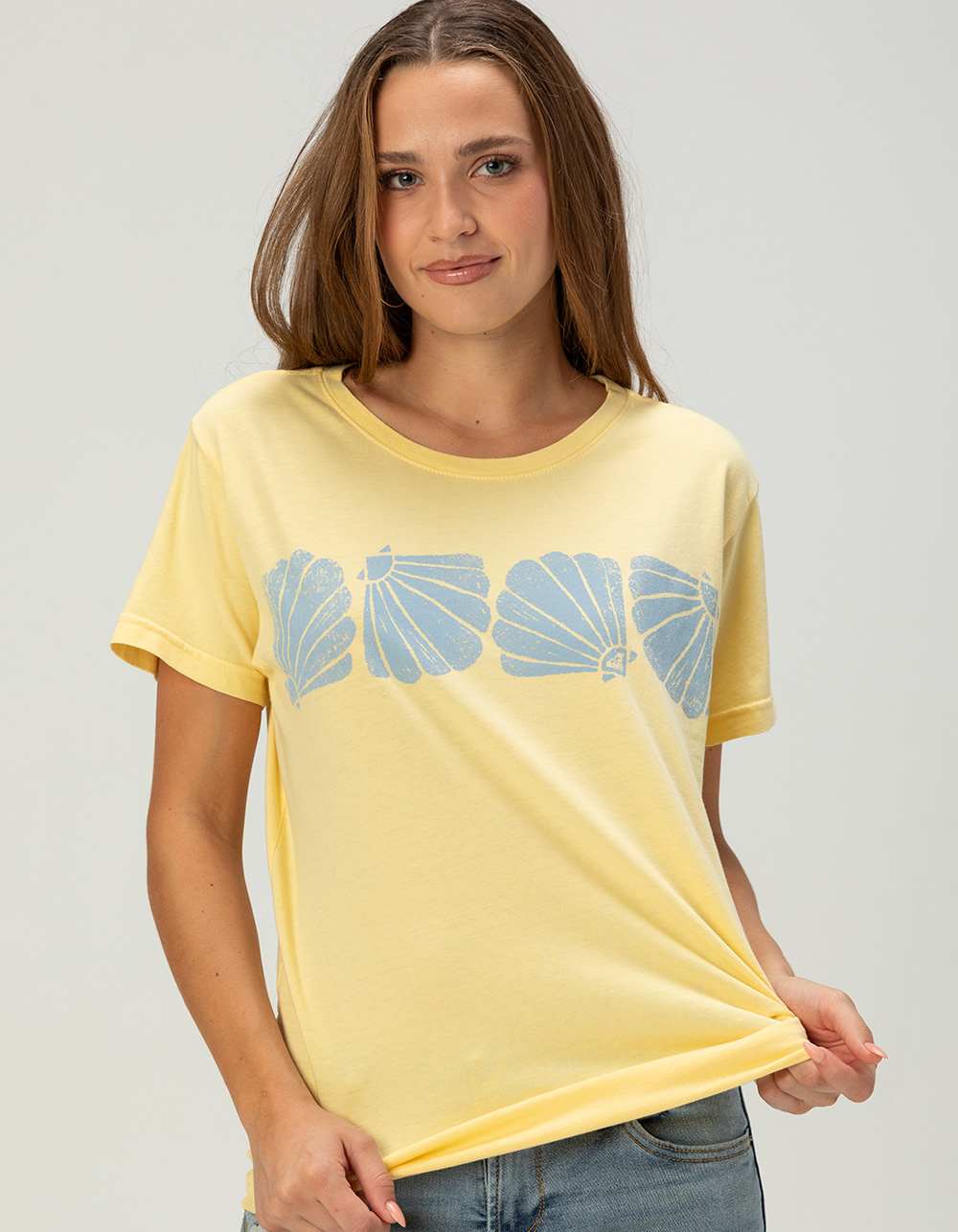 ROXY Shell Band Womens Boyfriend Tee - YELLOW