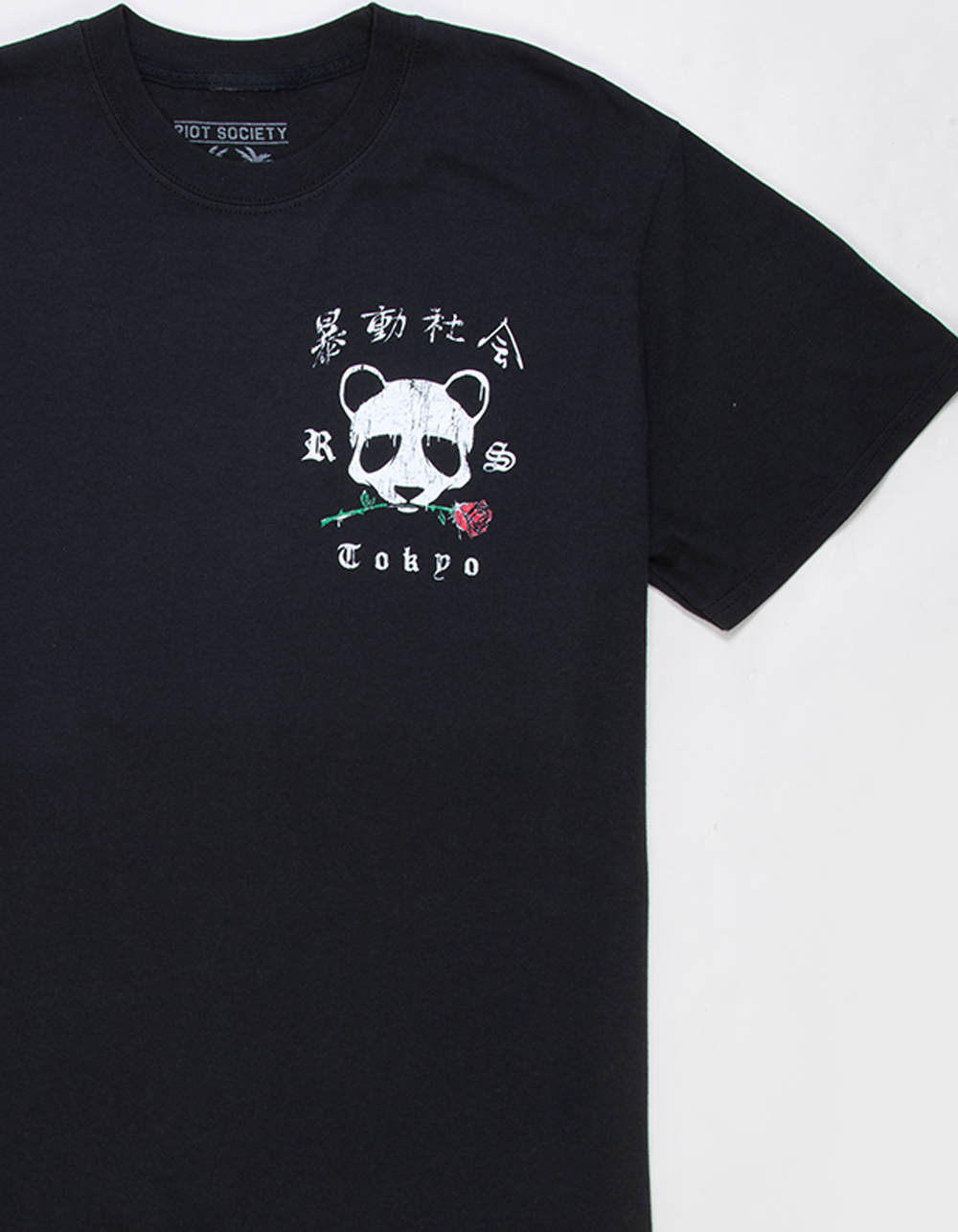 RIOT SOCIETY Panda Mens Heavyweight Tee - WASHED BLACK