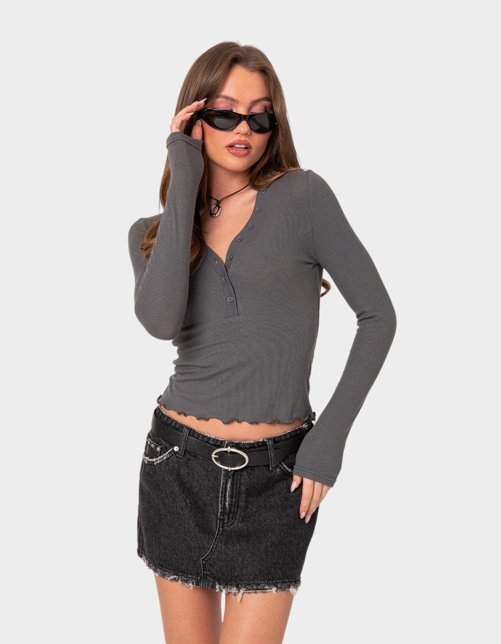 Emerson Crinkled V Neck Wide Sleeve Top
