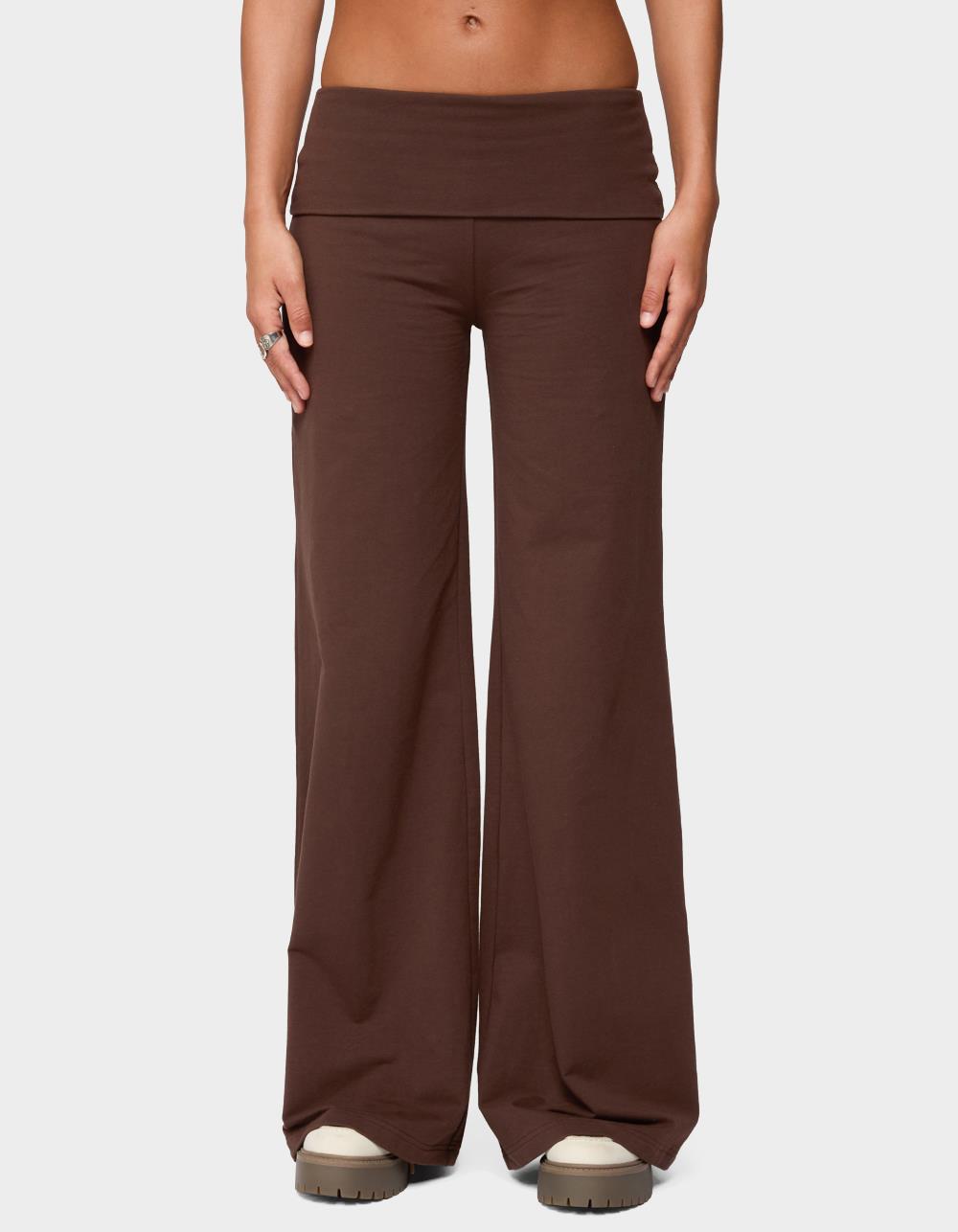 EDIKTED Wide Leg Fold Over Pants