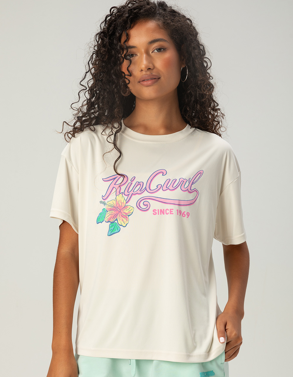 RIP CURL Half Moon Bay Womens Rashguard - WHITE COMBO