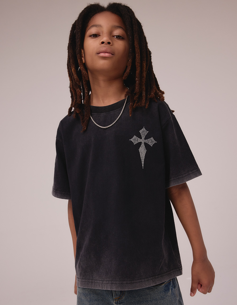 CVLA Faith Boys Boxy Tee - WASHED BLACK