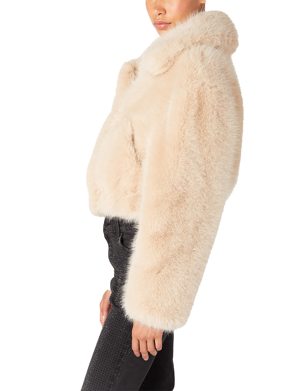 BLANK NYC Gram Moment Faux Fur Womens Bomber - CREAM