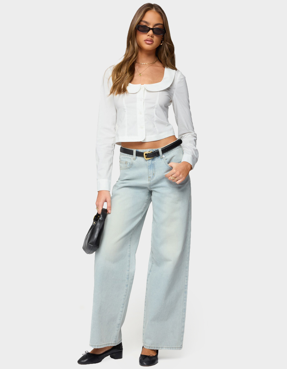 EDIKTED Ery Mid Rise Baggy Jeans - BLUE