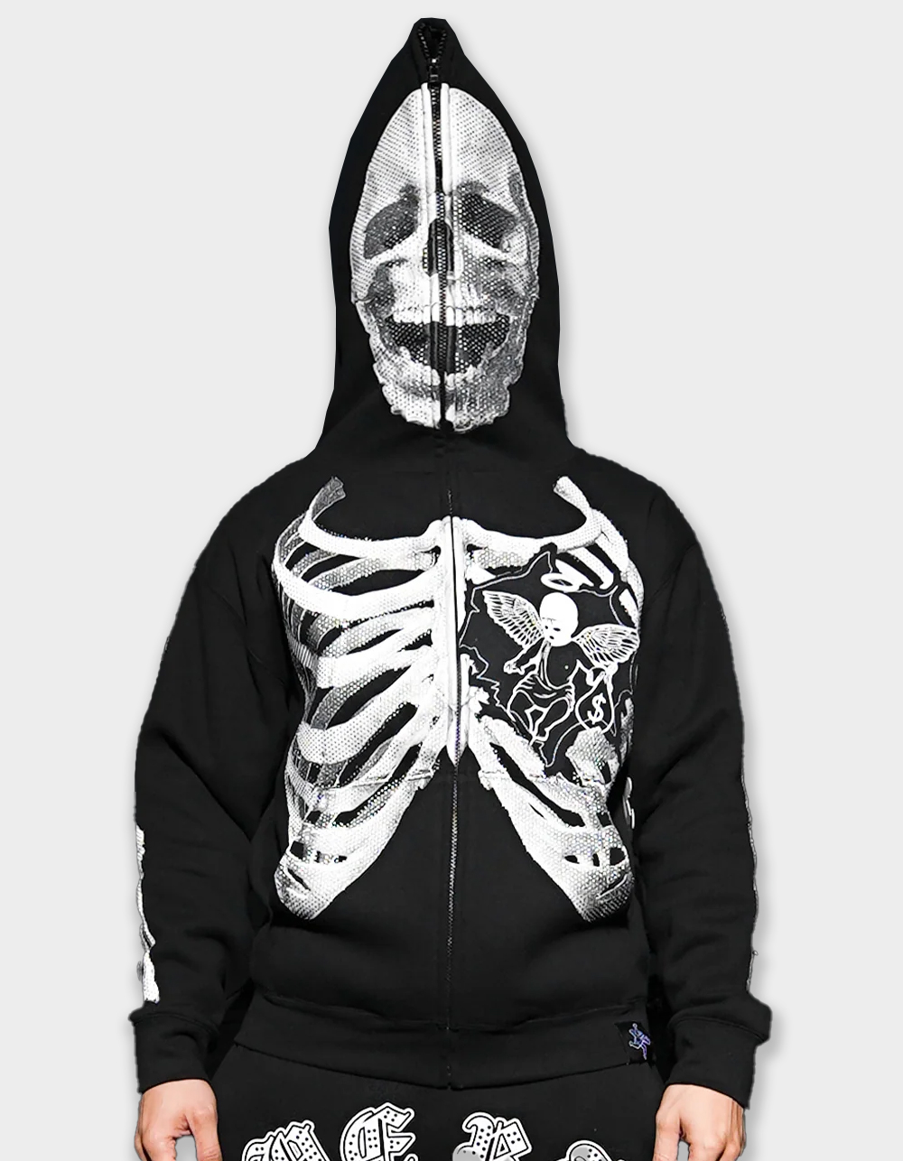 HASTAMUERTE T3 Angel Cage Full Zip Mens Hoodie - BLACK