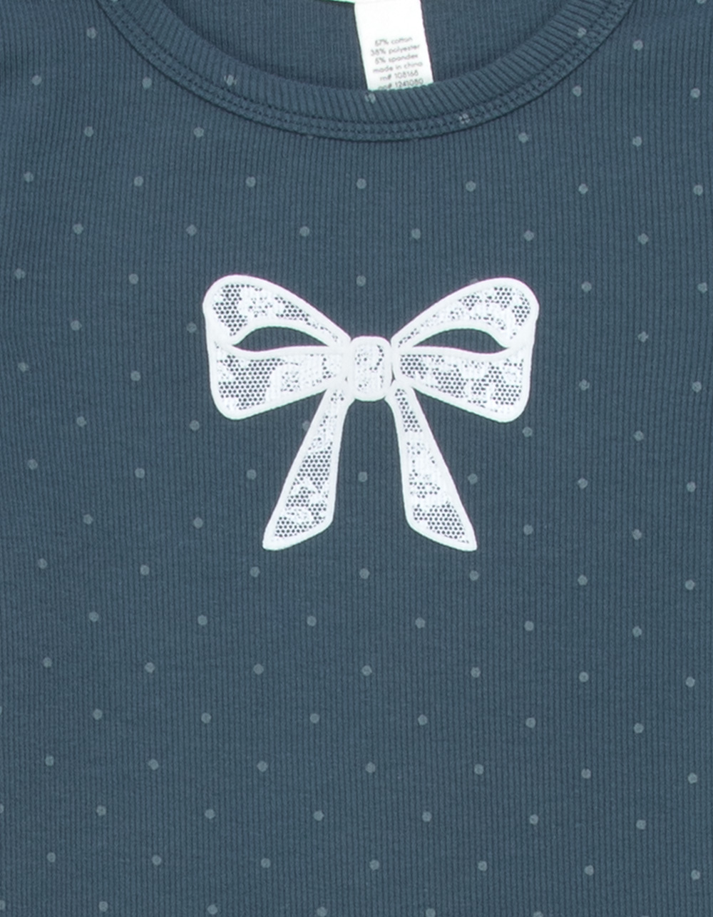 FULL TILT Puff Bow Dot Girls Tee - BLUE COMBO