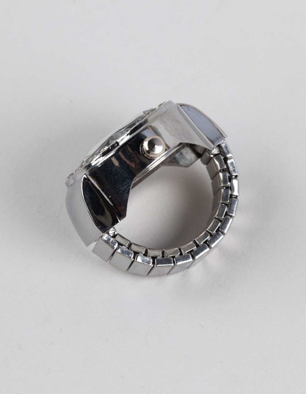 FULL TILT Floral Rhinestone Watch Ring - SILVER
