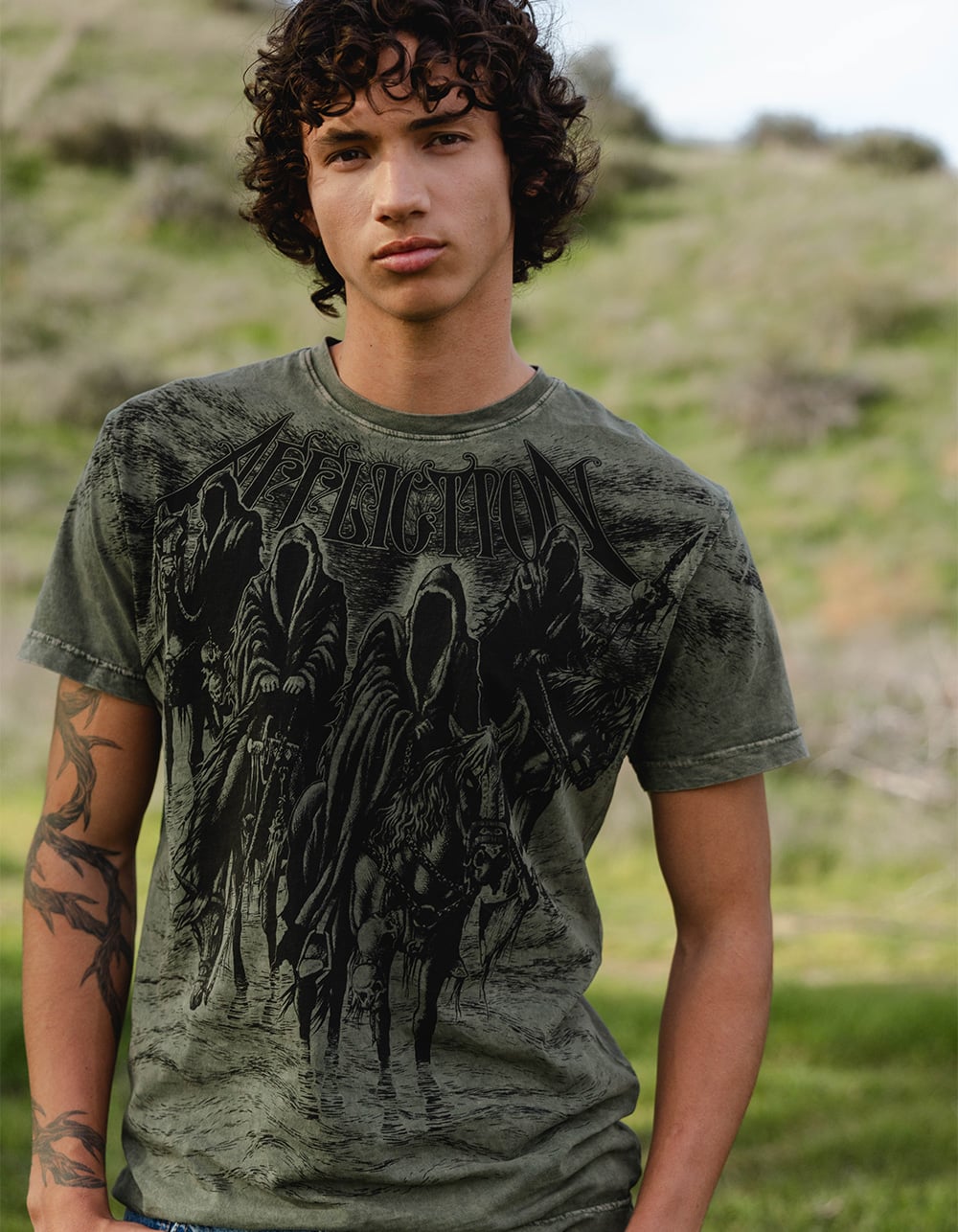 AFFLICTION Black Night Mens Tee - MILITARY