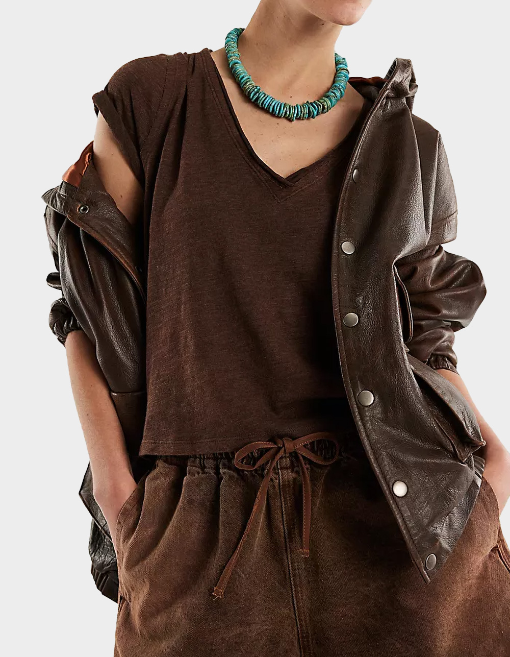 FREE PEOPLE Take 2 Womens Tee - BROWN
