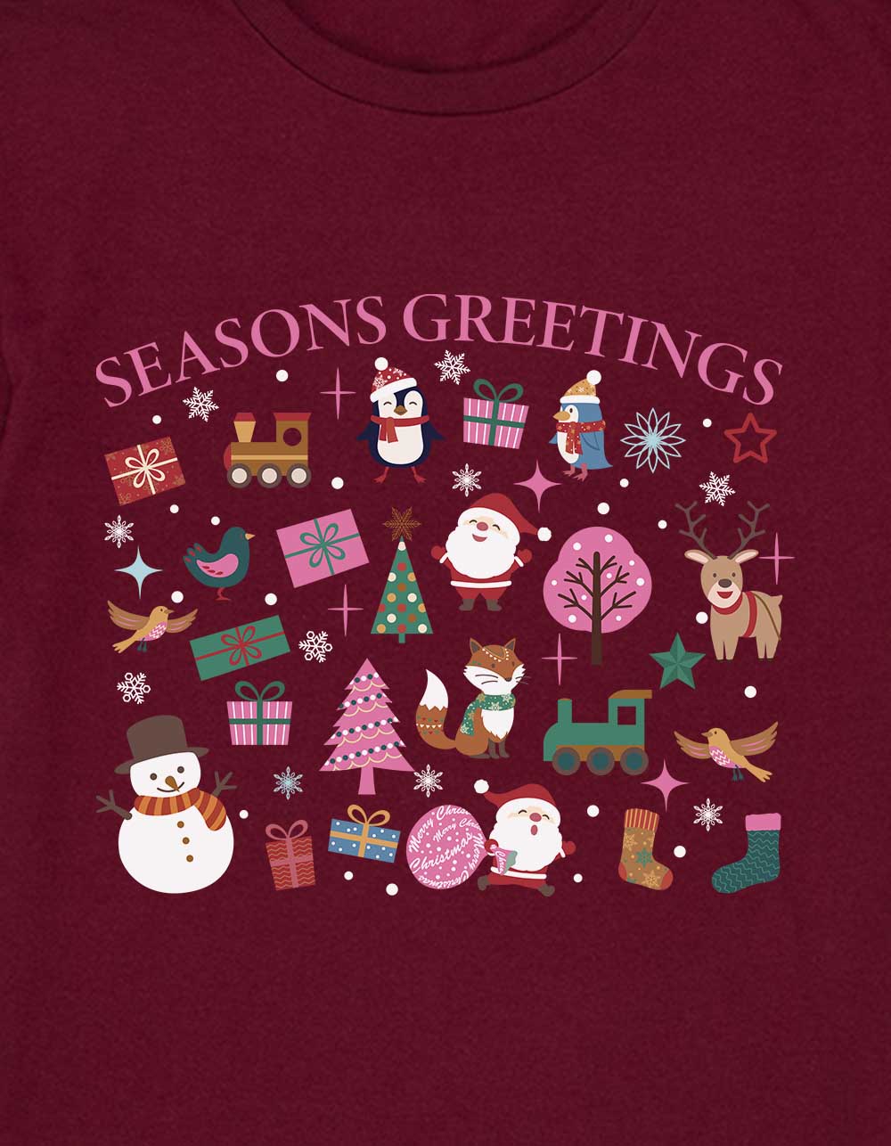 SEASONS Icons Greetings Unisex Kids Tee - MAROON