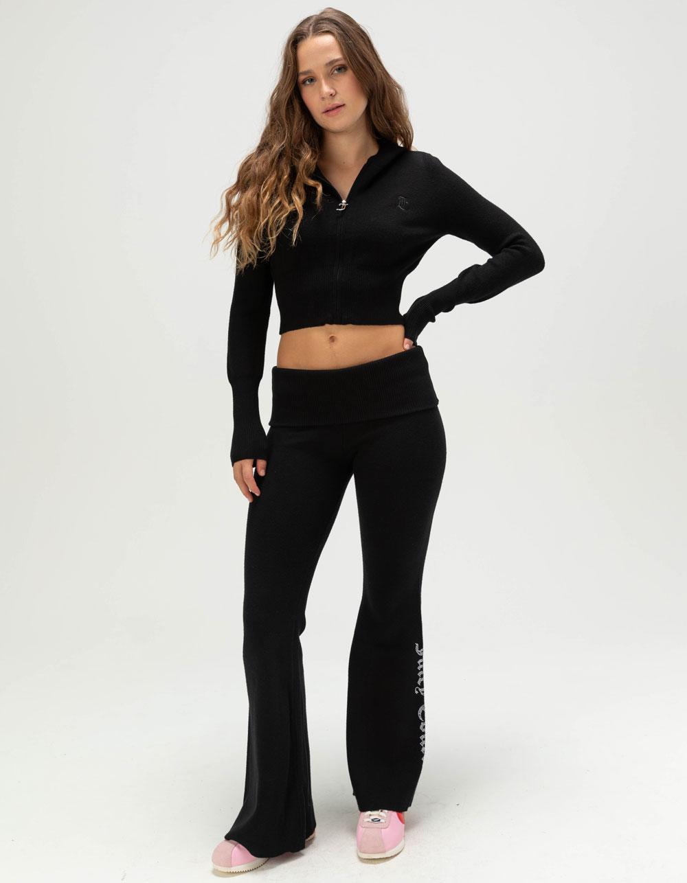 JUICY COUTURE Sweater Bling Womens Zip-Up Hoodie - BLACK