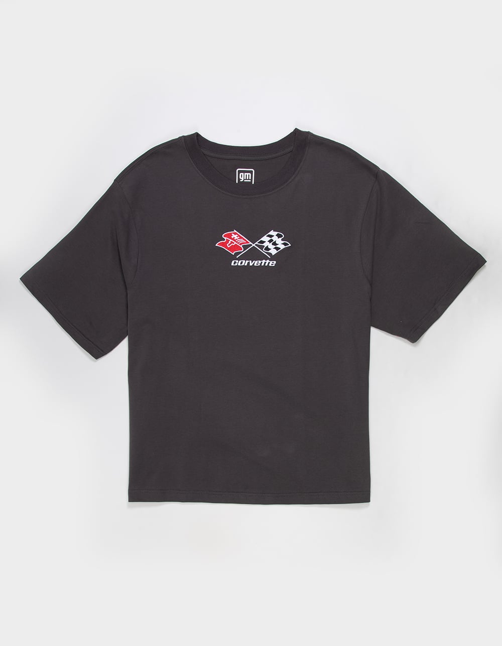 CORVETTE Embroidered Mens Boxy Tee - WASHED BLACK