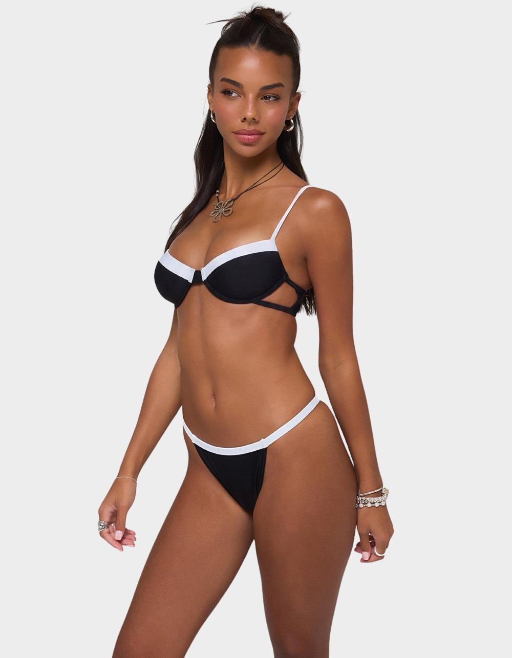 EDIKTED Atalia Contrast Cupped Bikini Top - BLACK