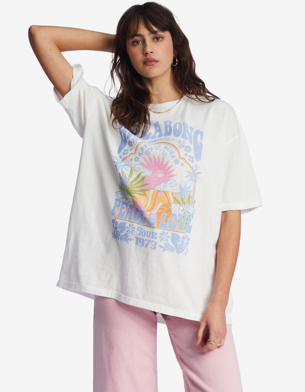 BILLABONG Peace And Love Womens Oversized Tee - WHITE | Tillys