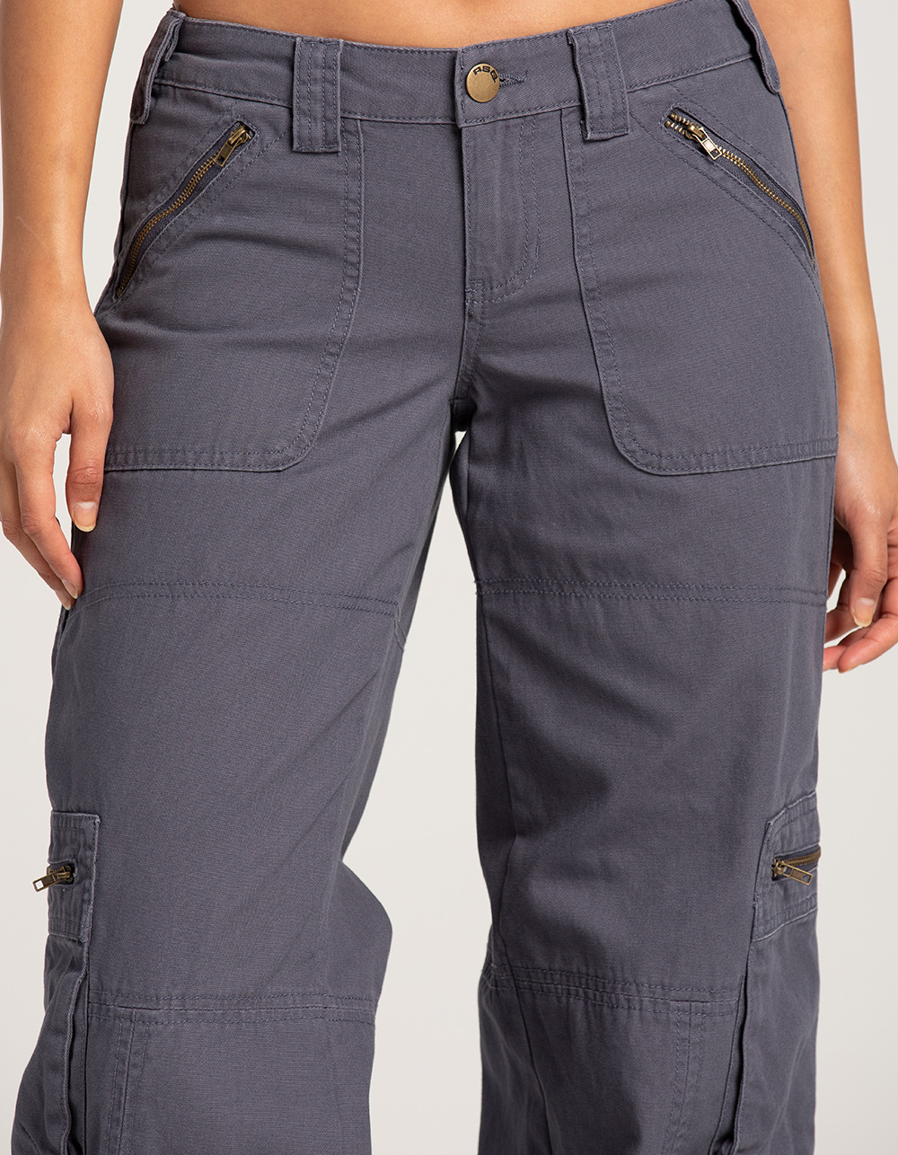 RSQ Womens Low Rise Overdye Cargo Zipper Pants - FADED NAVY | Tillys