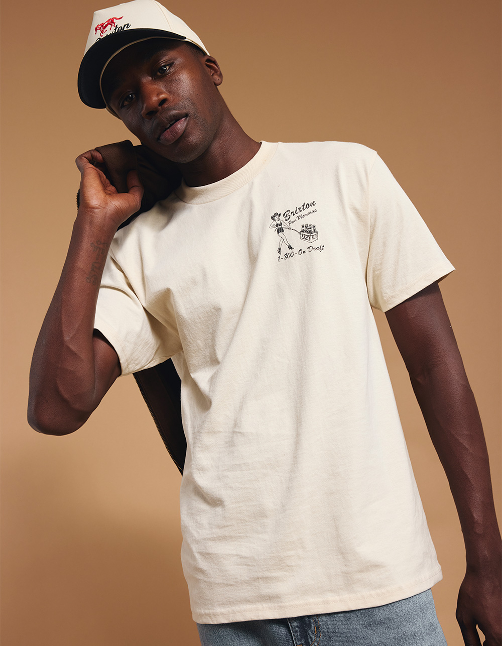 BRIXTON On Draft Mens Tee - CREAM