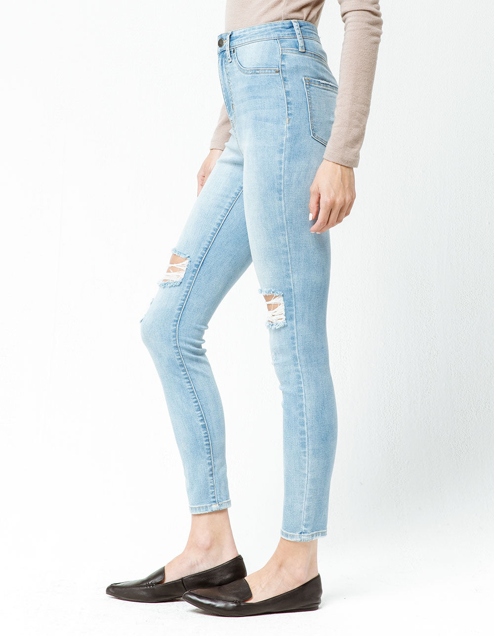 RSQ Super High Rise Light Wash Womens Ripped Jeggings image number 1