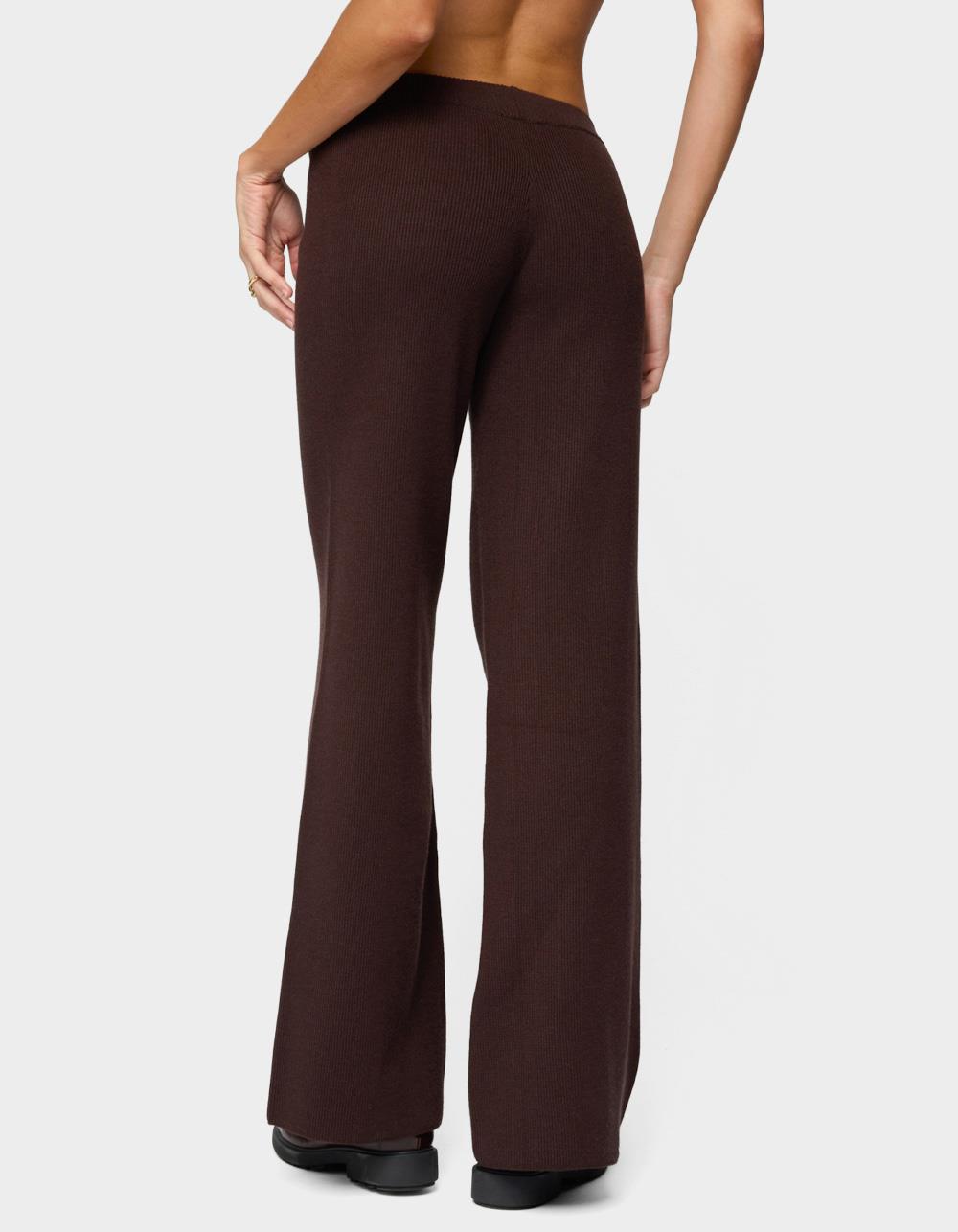 EDIKTED Lorie Wide Leg Knit Pants - BROWN