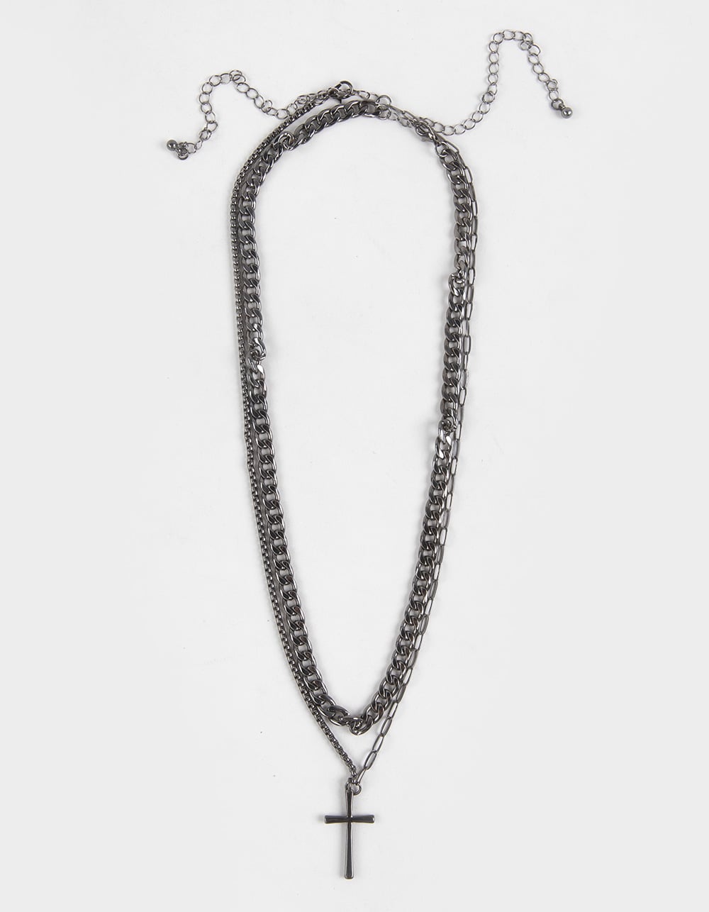 RSQ 2 Piece Cross Chain Necklace - GUNMETAL