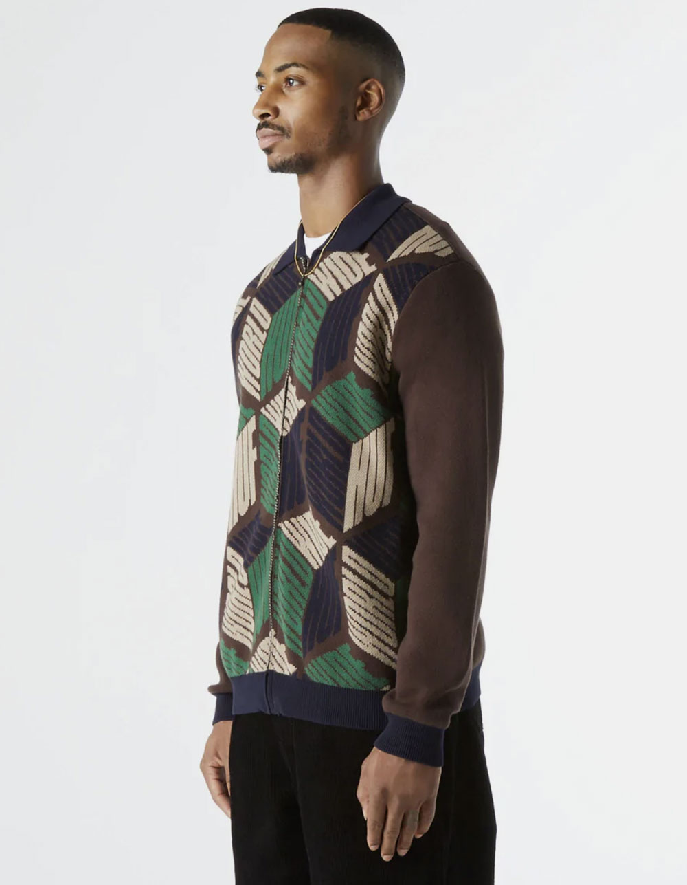 HUF Dimensions Zip Mens Sweater CHOCOLATE Tillys