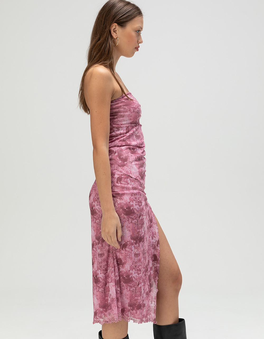 FULL TILT Mesh Tube Womens Midi Dress - PINK