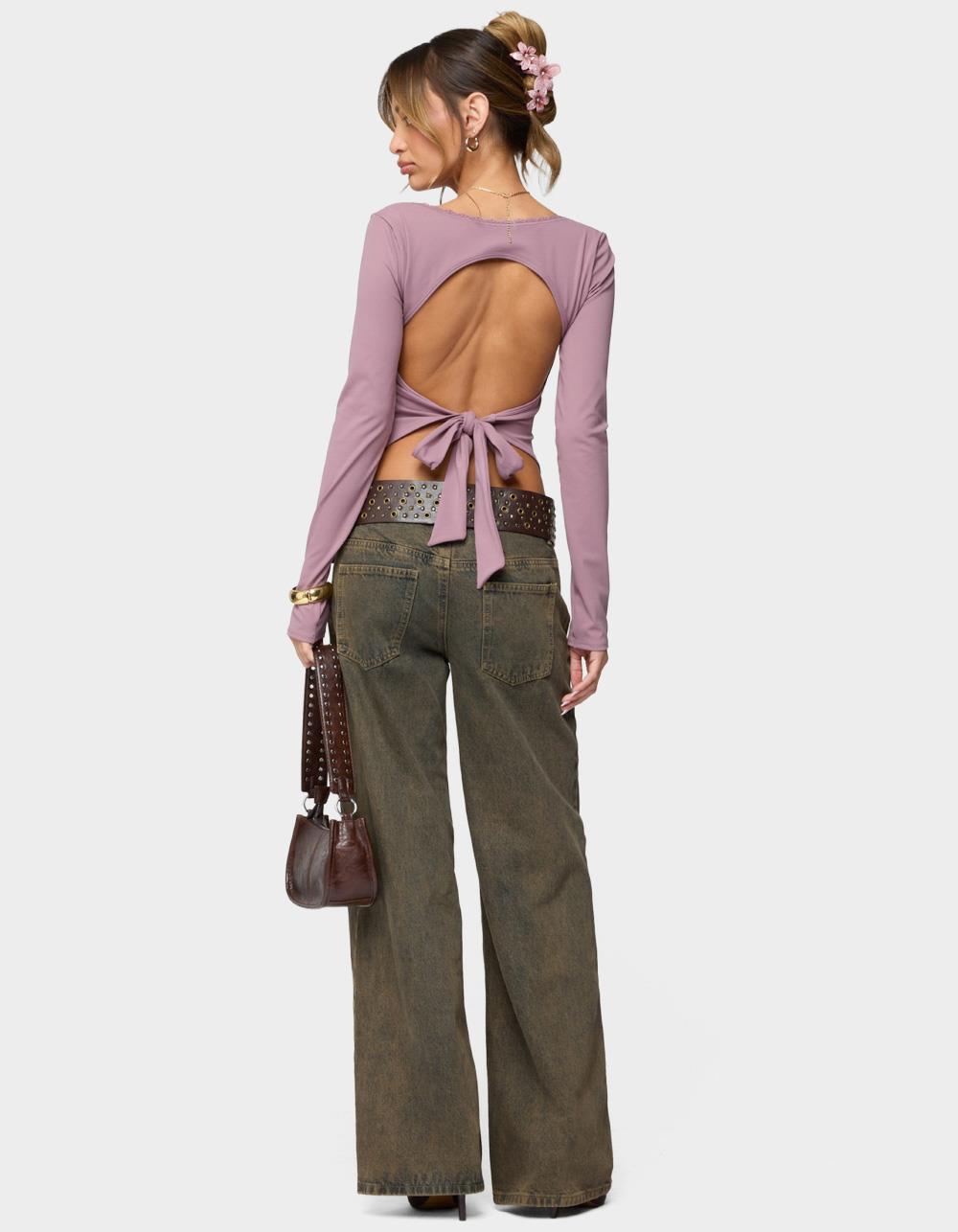 EDIKTED Polly Lacey Tie Back Top - PURPLE