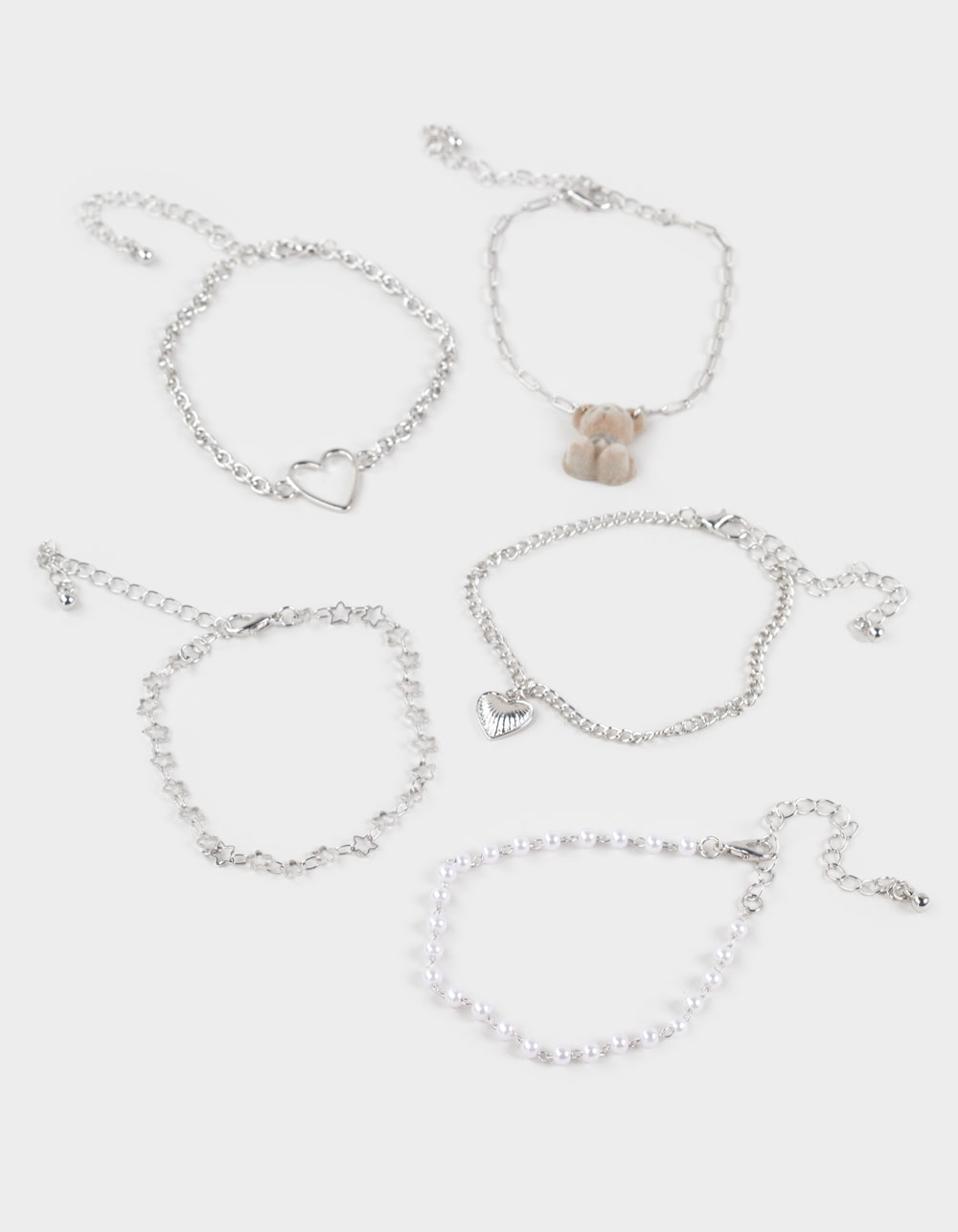 FULL TILT Teddy Bear/Croissant/Heart Bracelets - SILVER