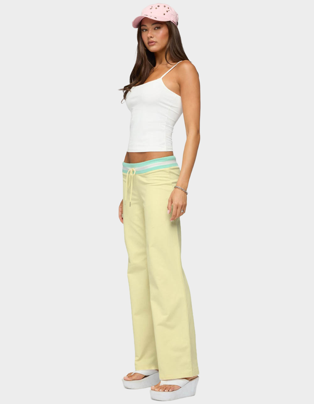 EDIKTED Clioh Contrast Waist Sweatpants - YELLOW