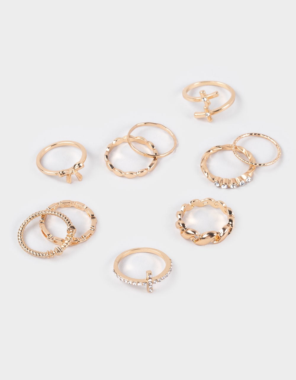 FULL TILT 10 Pack Cross Bow Multi Rings - GOLD