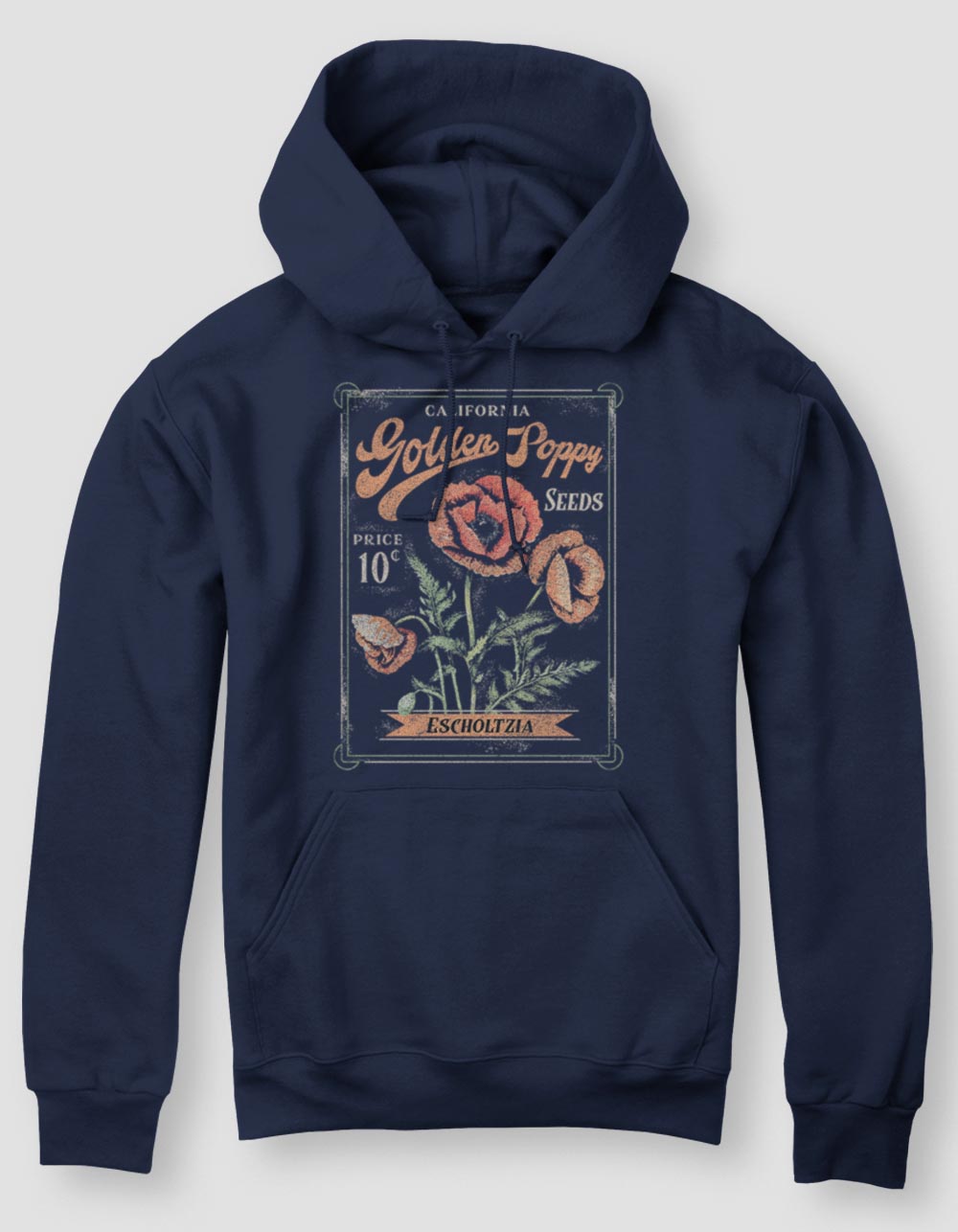 CALIFORNIA Poppy Seeds Unisex Hoodie - NAVY