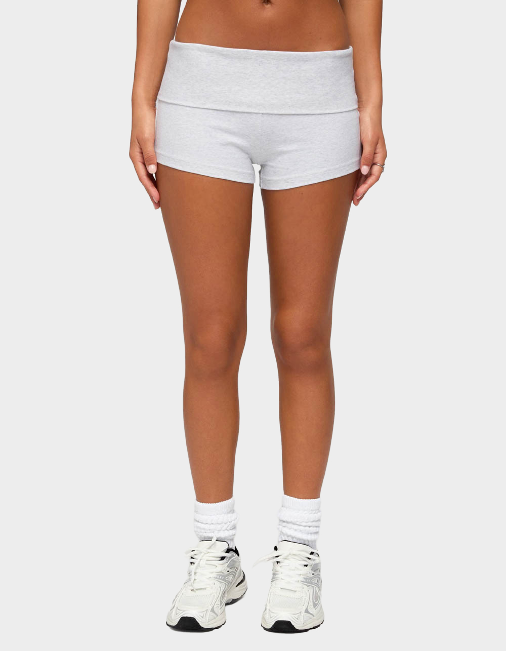 EDIKTED Marleaux Foldover Shorts - LIGHT GRAY
