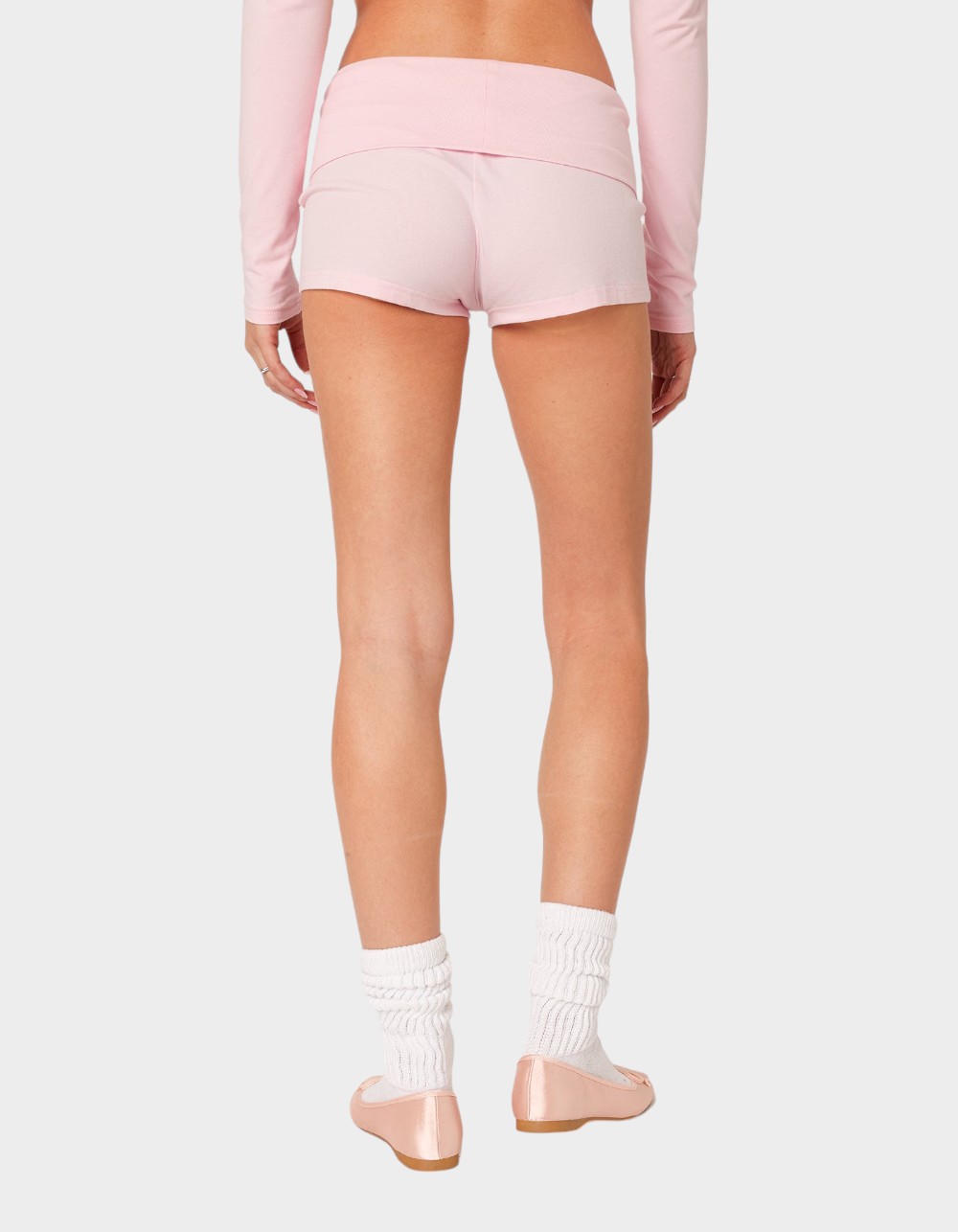 EDIKTED Meg Fold Over Shorts - PINK