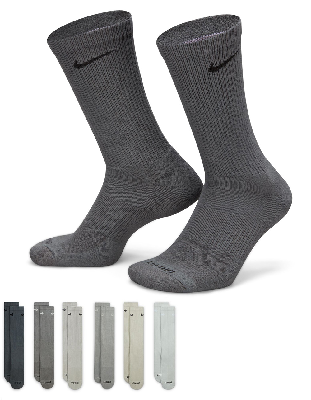 NIKE Everyday Plus Cushioned 6 Pack Crew Socks - GRAY COMBO | Tillys
