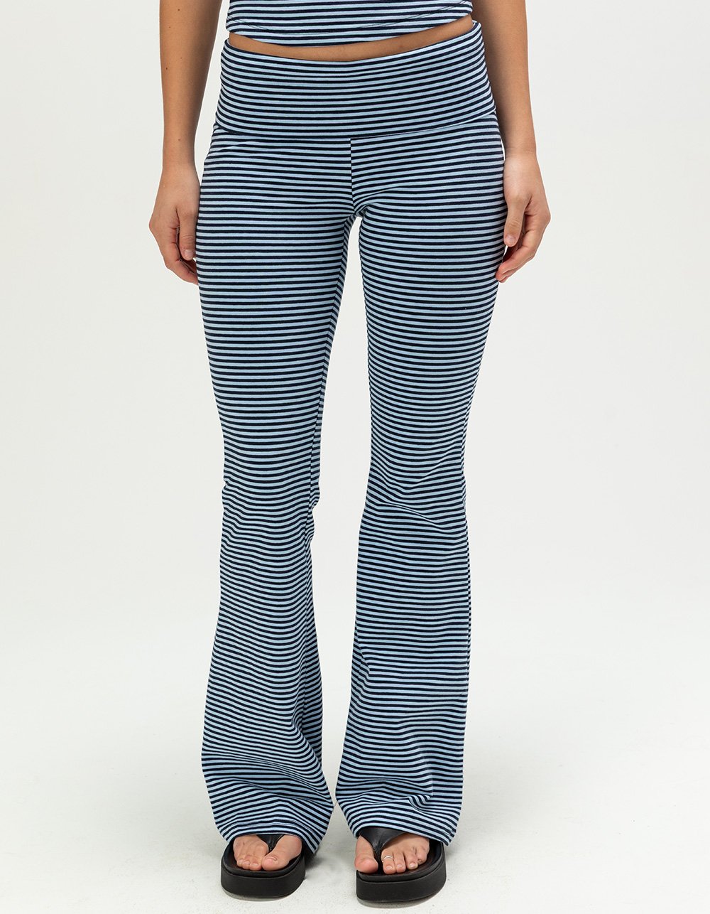 FULL TILT Print Womens Fold Over Flare Pants - NAVY COMBO