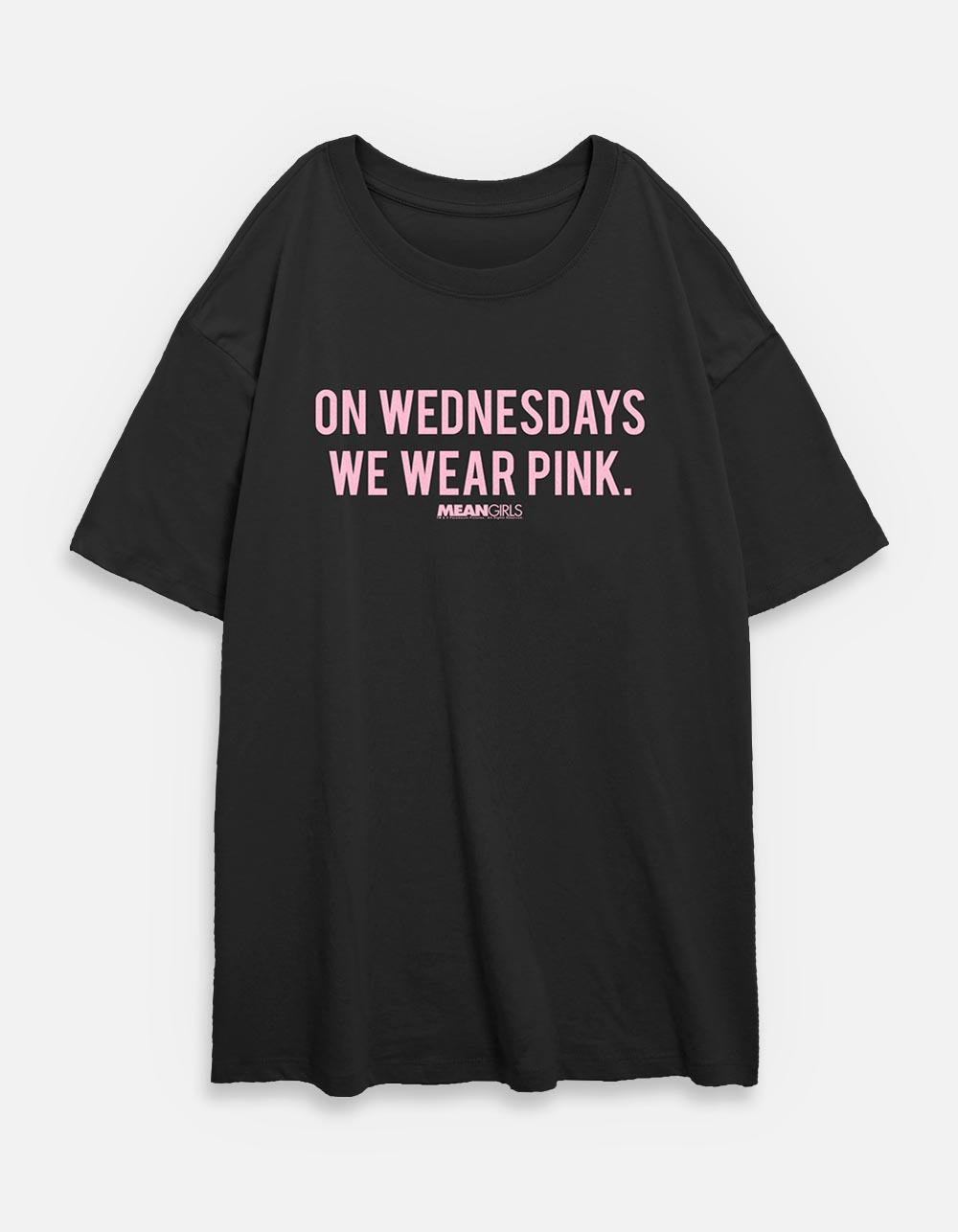 MEAN GIRLS Pink Wednesdays Womens Oversized Tee - BLACK