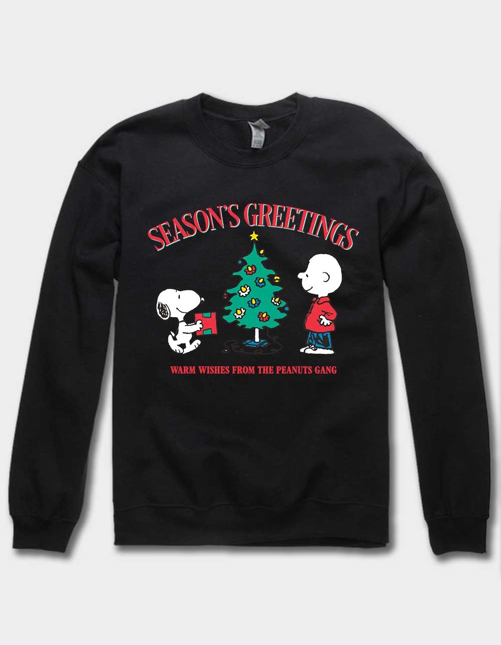 PEANUTS Season's Greetings Unisex Crewneck Sweatshirt - BLACK