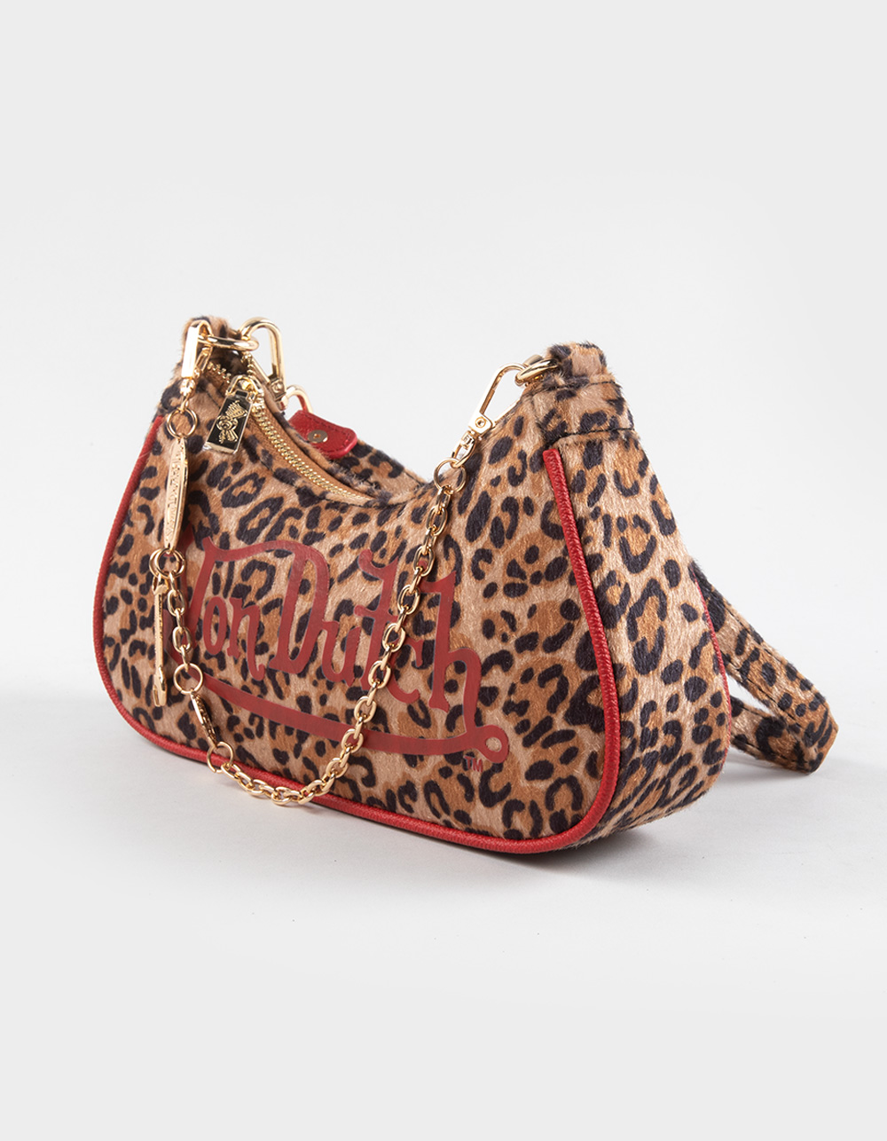 VON DUTCH Leopard Shoulder Bag - LEOPARD/RED