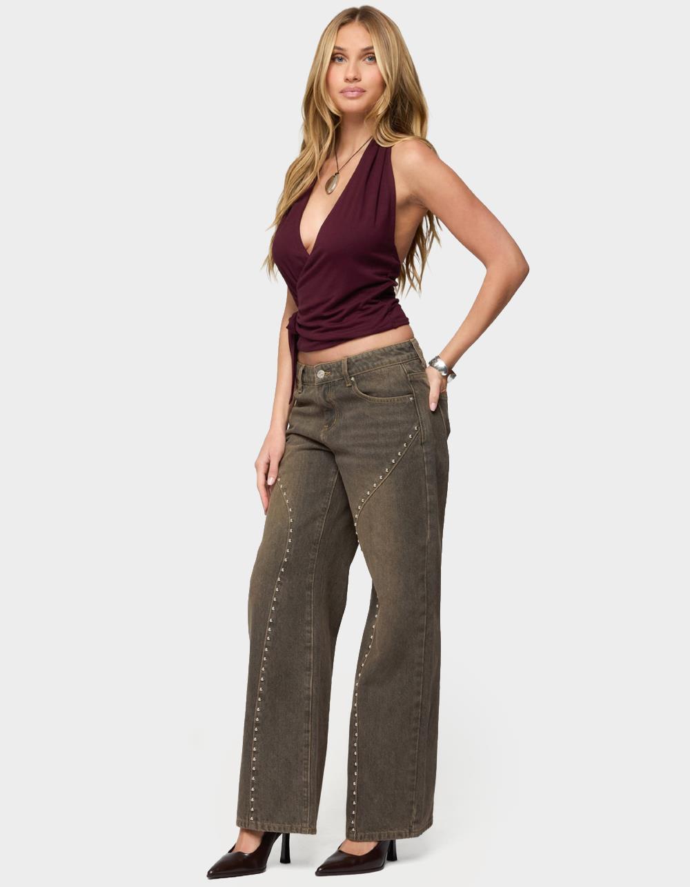 EDIKTED Addana Wrapped Halter Top - DK RED