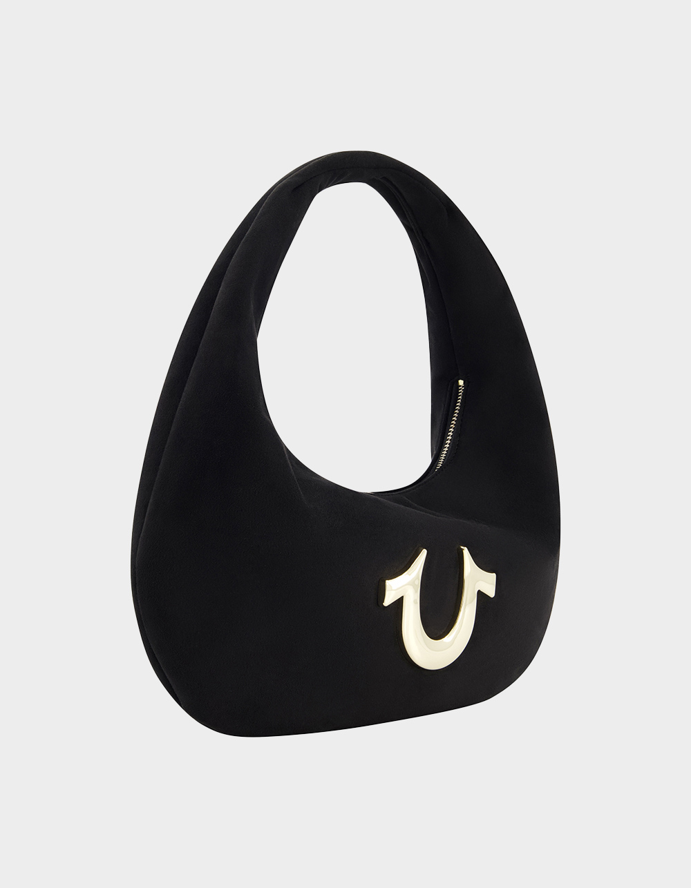 TRUE RELIGION Horseshoe Link Soft Hobo Bag - BLACK