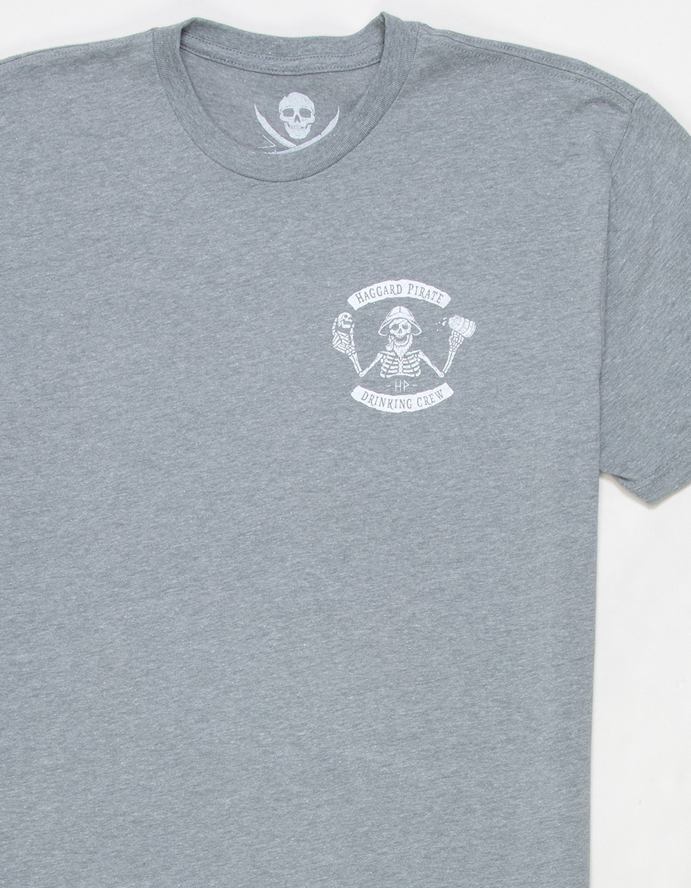 HAGGARD PIRATE Drinking Crew Mens Tee - GRAY