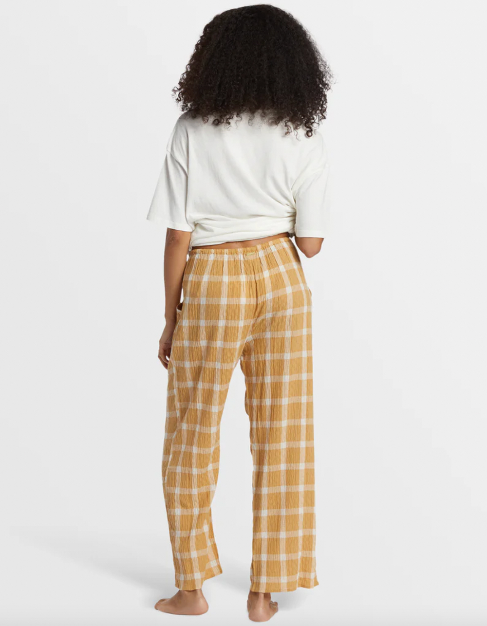 BILLABONG Plaid Out Womens Elastic Waist Pants - HONEY