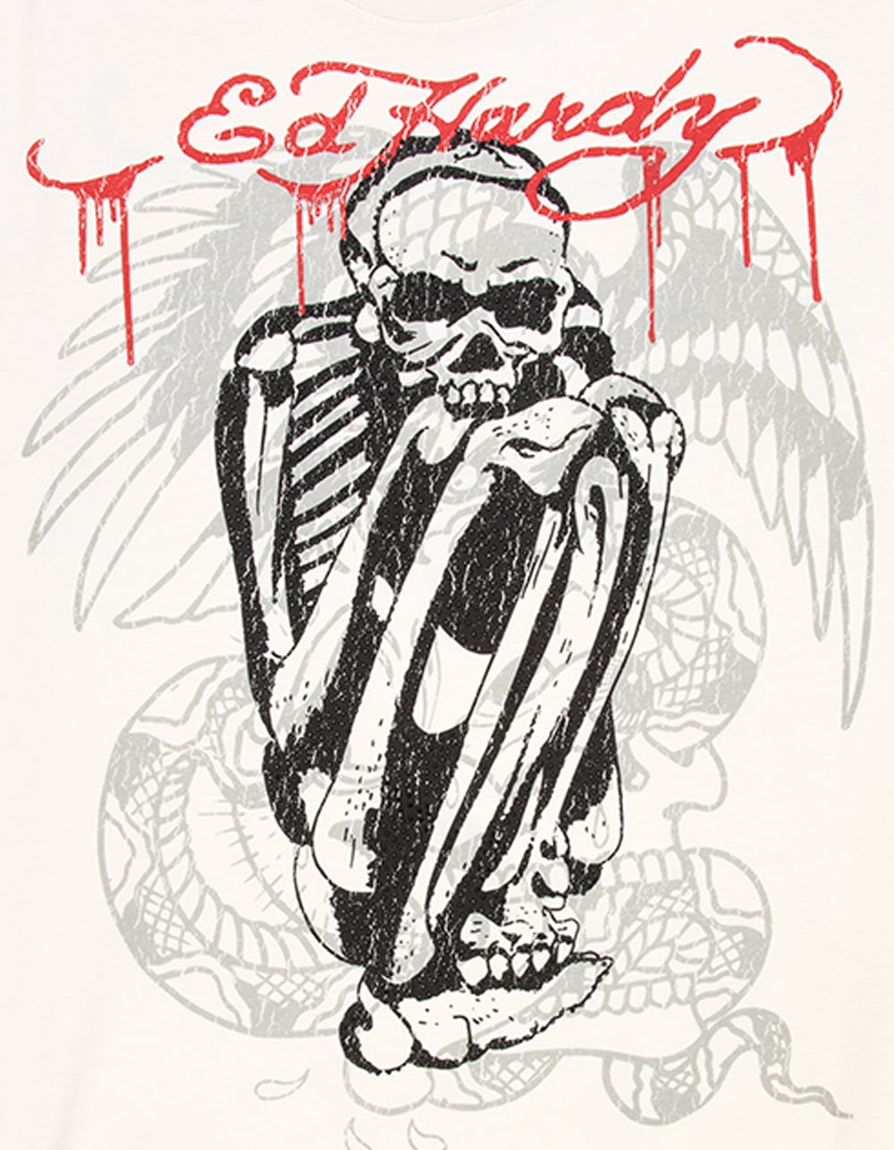 ED HARDY Skeleton Mens Boxy Tee - CREAM